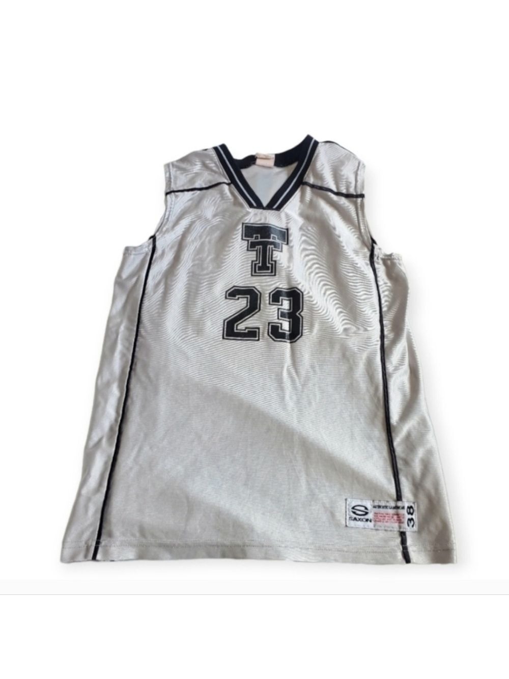 Saxon Basketball Jersey Vintage Silver Grey #23 Canada Made Large